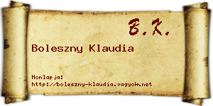 Boleszny Klaudia névjegykártya
